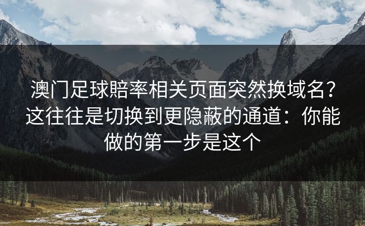 澳门足球賠率相关页面突然换域名？这往往是切换到更隐蔽的通道：你能做的第一步是这个